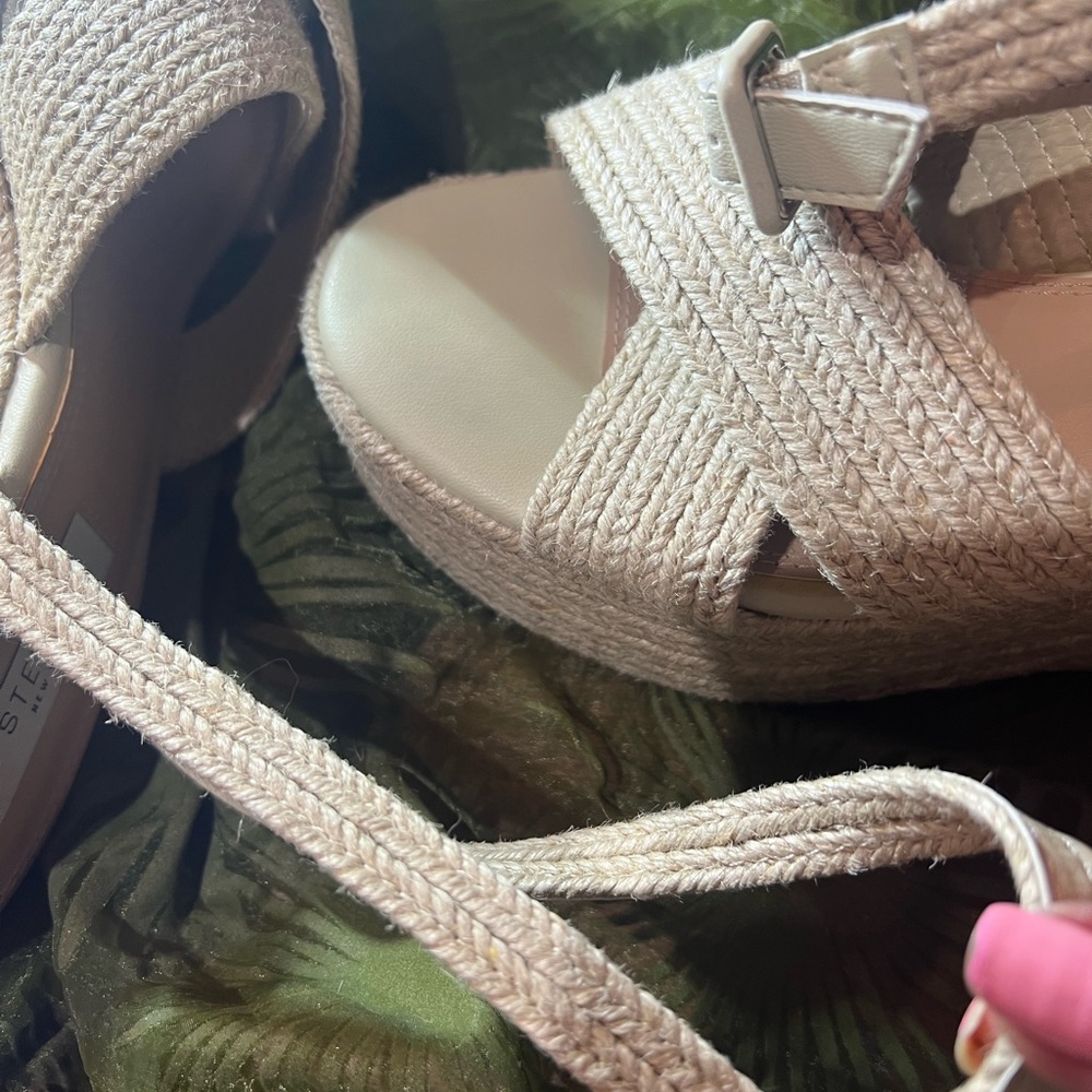 Steven New York Ramey Espadrille Raffia Platform Wedge Sandals Size 9 - Picture 14 of 15